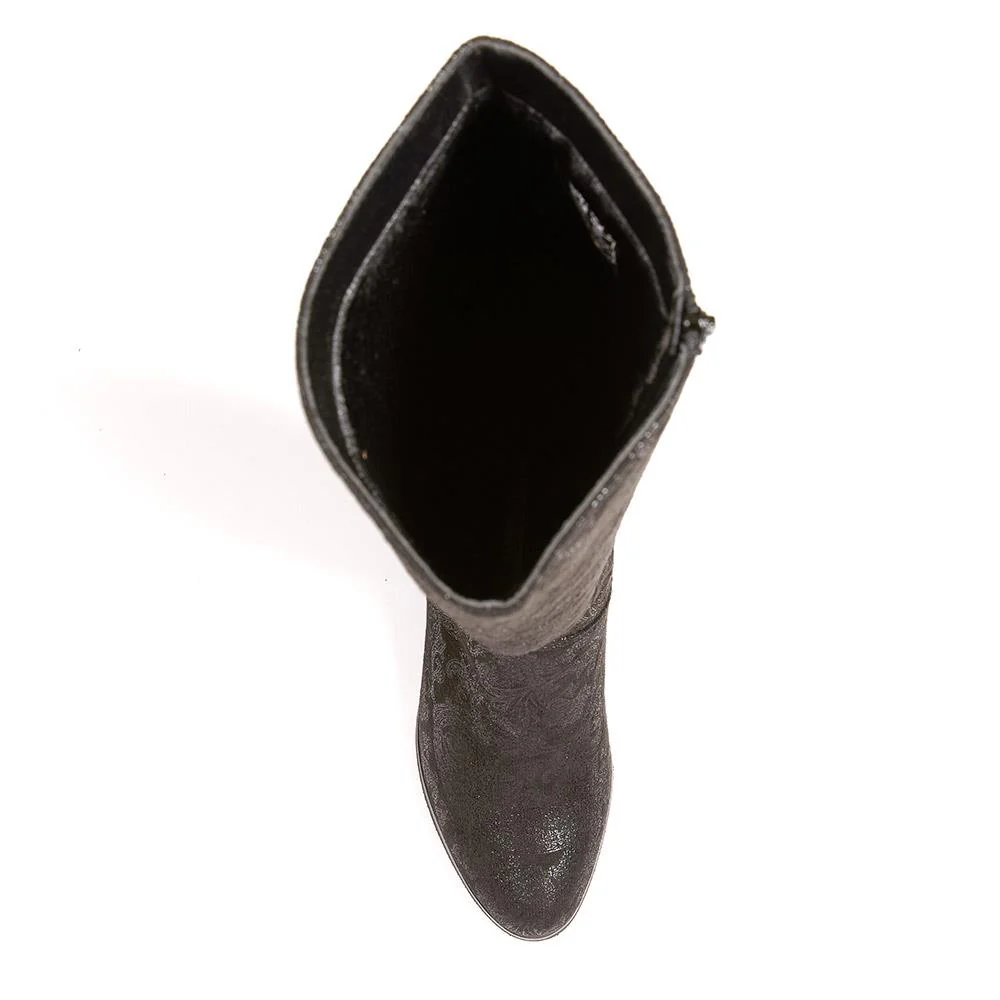 Block-Heeled Long Boots - WBINS40117 / 326 353 - Black - Image 5
