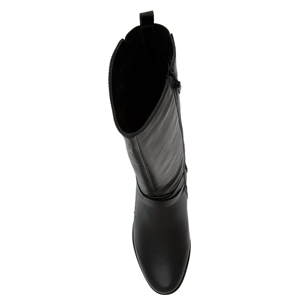 Block-Heeled Long Boots - WK40013 / 326 375 - Black - Image 4