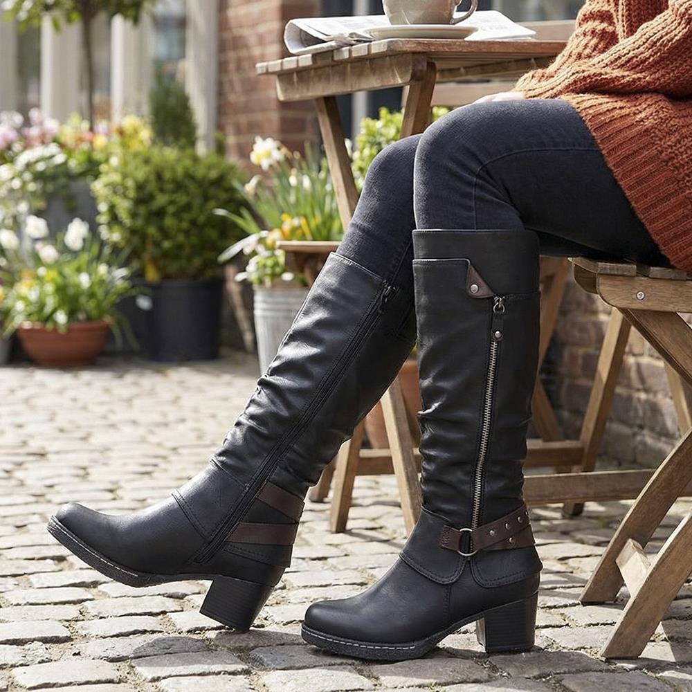 Block-Heeled Long Boots - WOIL38051 / 324 748 - Black - Image 2
