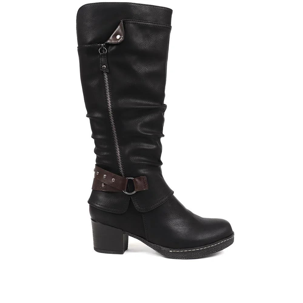 Block-Heeled Long Boots - WOIL38051 / 324 748 - Black - Image 3
