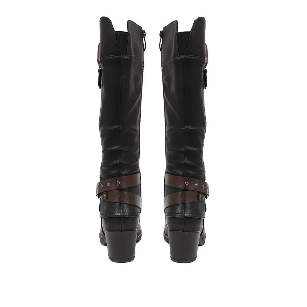 Block-Heeled Long Boots - WOIL38051 / 324 748 - Black - Image 4