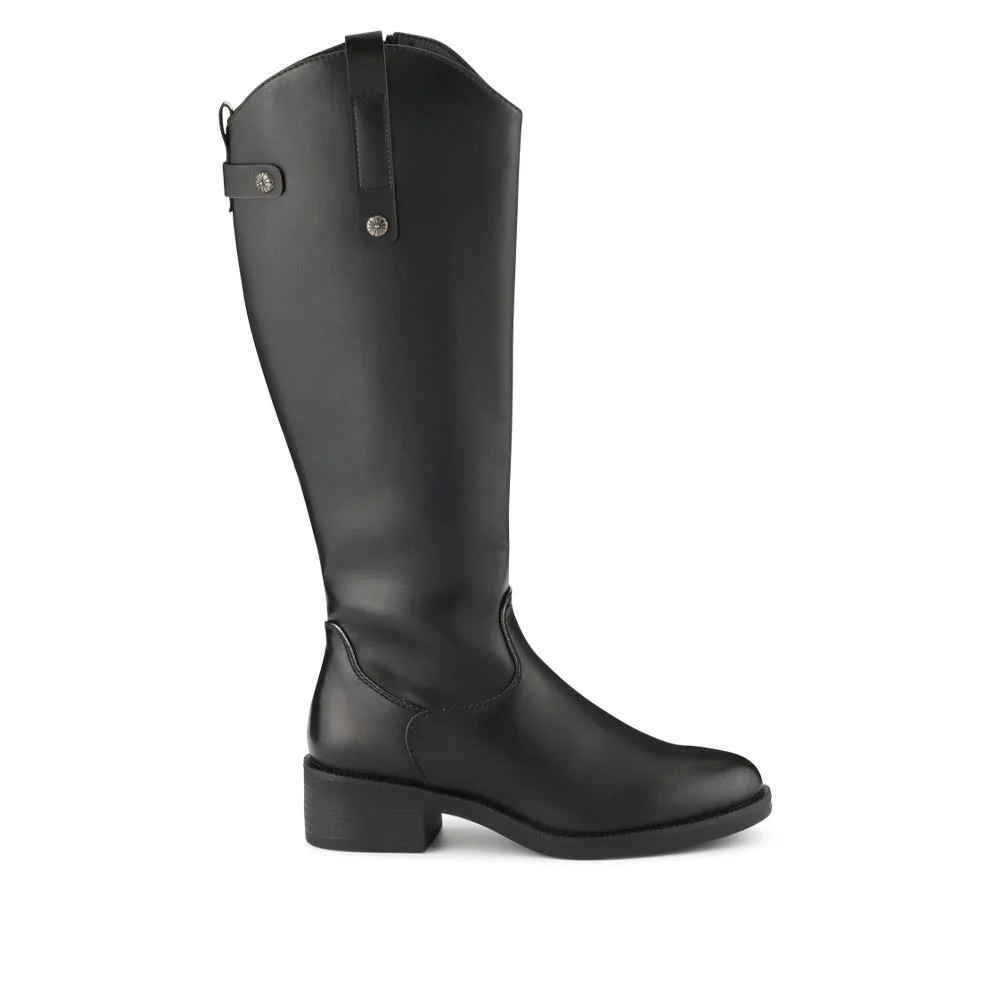 Block-Heeled Slip-On Long Boots - WOIL40015 / 325 916 - Black - Image 2