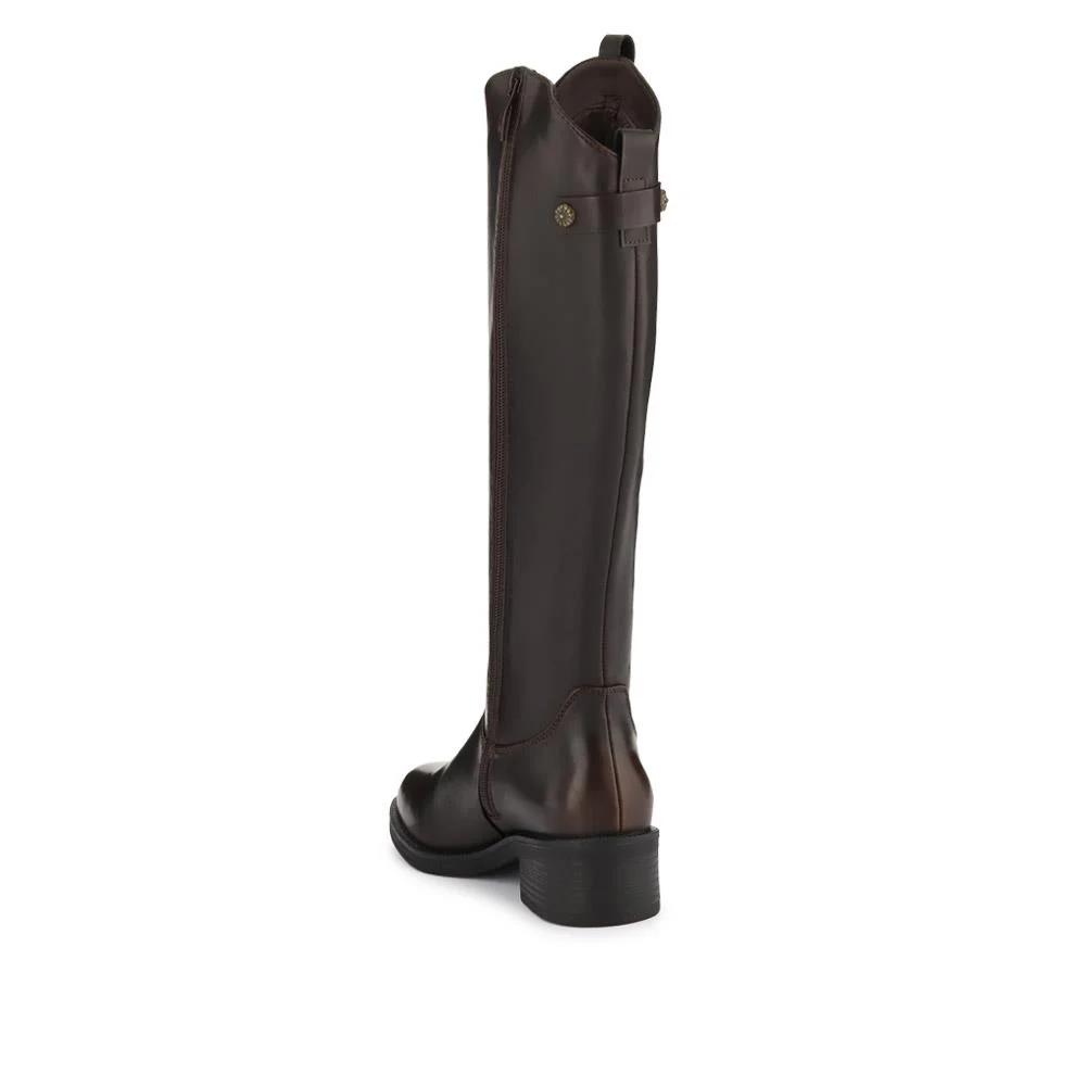 Block-Heeled Slip-On Long Boots - WOIL40015 / 325 916 - Dark Brown - Image 3