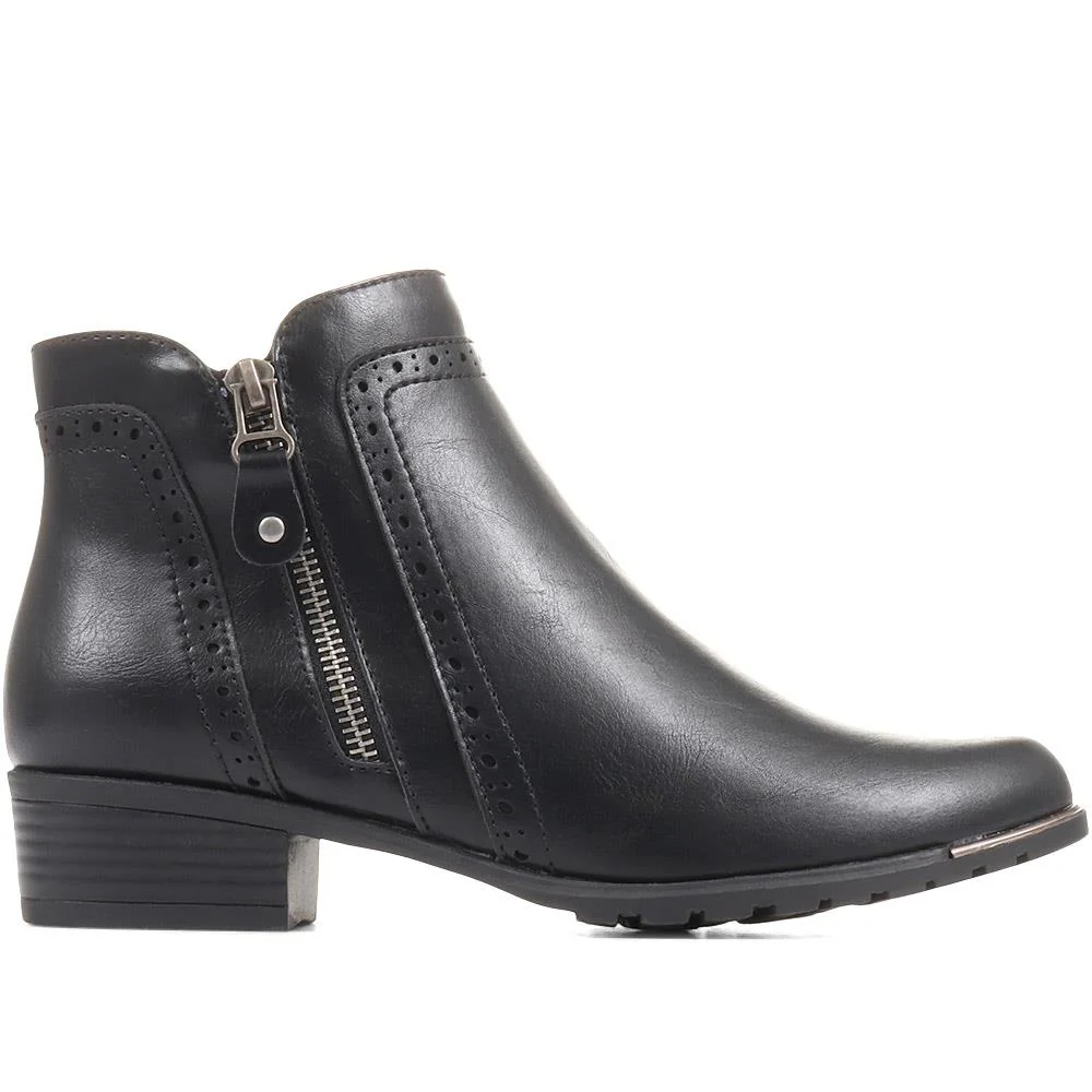 Block-Heeled Smart Ankle Boots - WBINS36057 / 322 764 - Black - Image 2