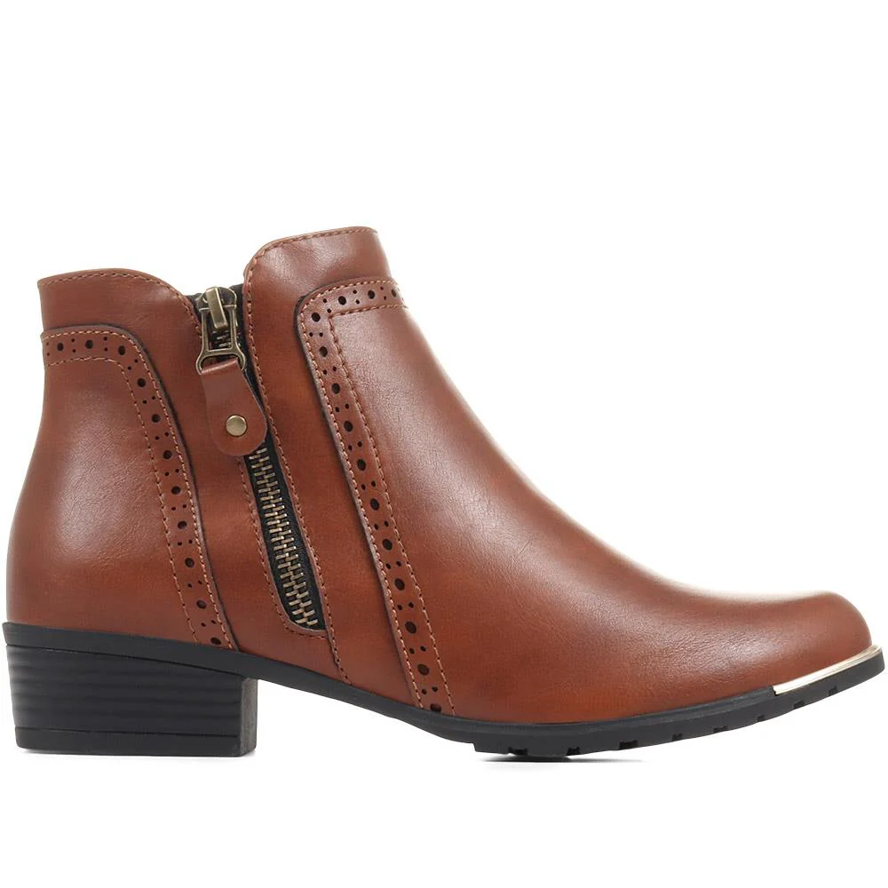 Block-Heeled Smart Ankle Boots - WBINS36057 / 322 764 - Tan - Image 2