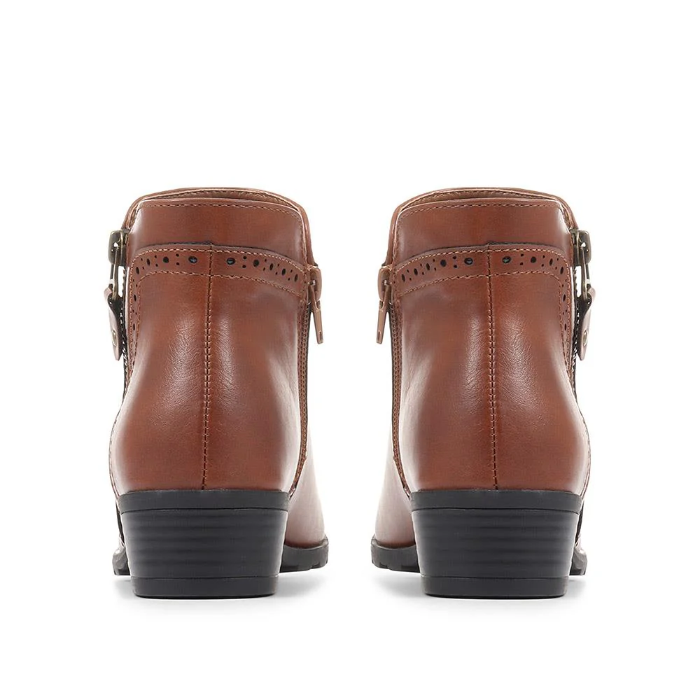 Block-Heeled Smart Ankle Boots - WBINS36057 / 322 764 - Tan - Image 3
