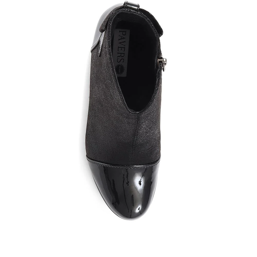 Block-Heeled Ankle Boots - WLIG26000 / 310 506 - Black-Black Patent - Image 4