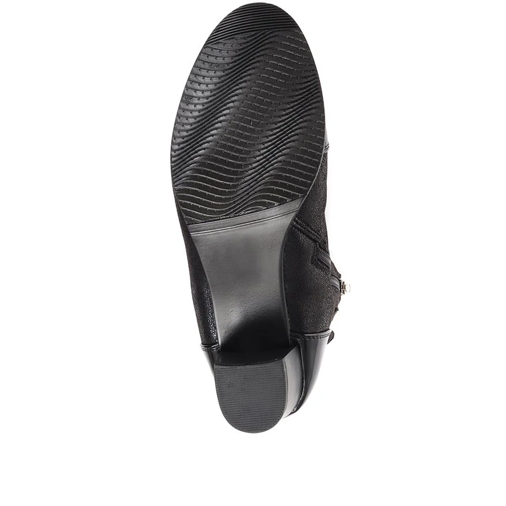 Block-Heeled Ankle Boots - WLIG26000 / 310 506 - Black-Black Patent - Image 5