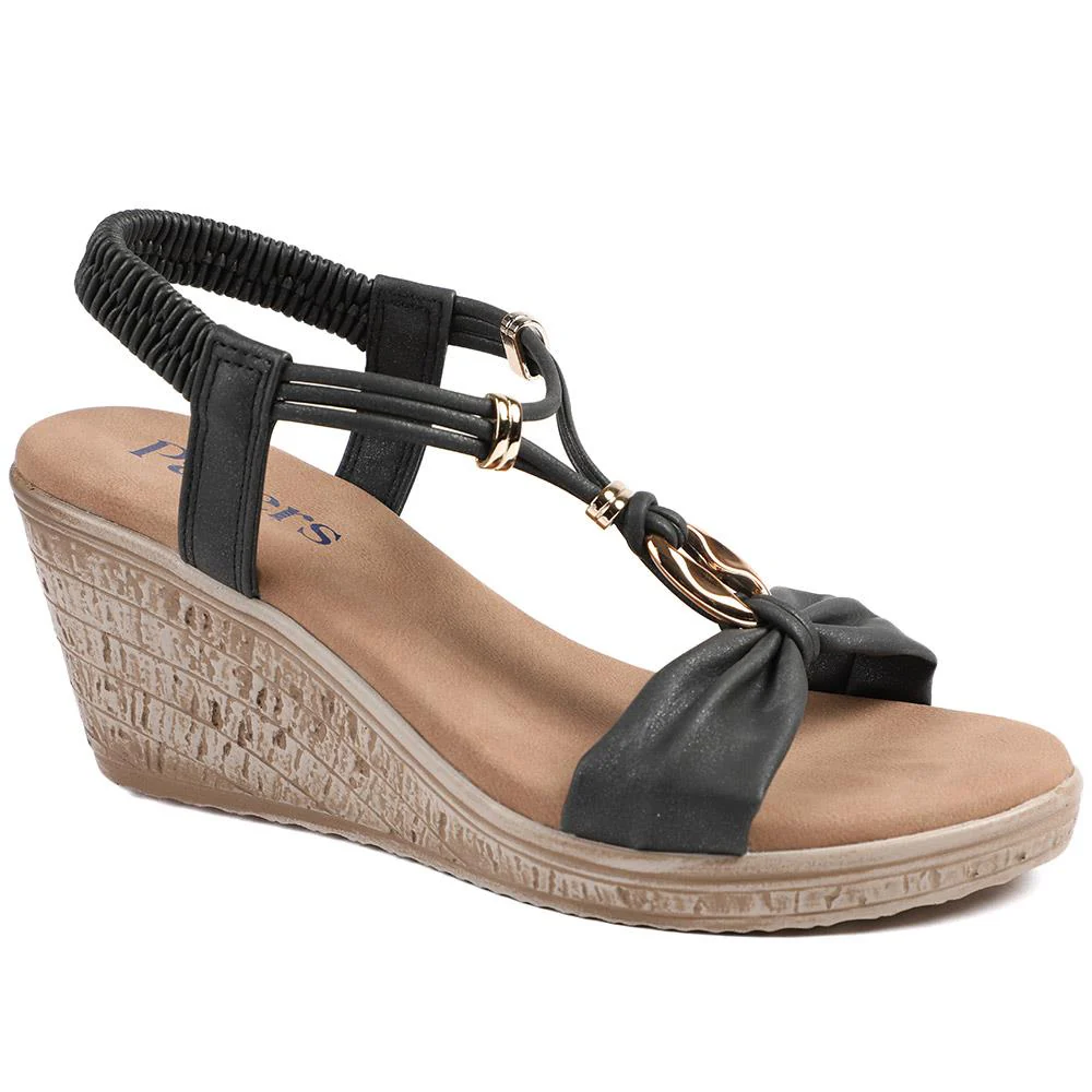 Bow Detail Wedge Slingback Sandals - BAIZH43045 / 329 116 - Image 2