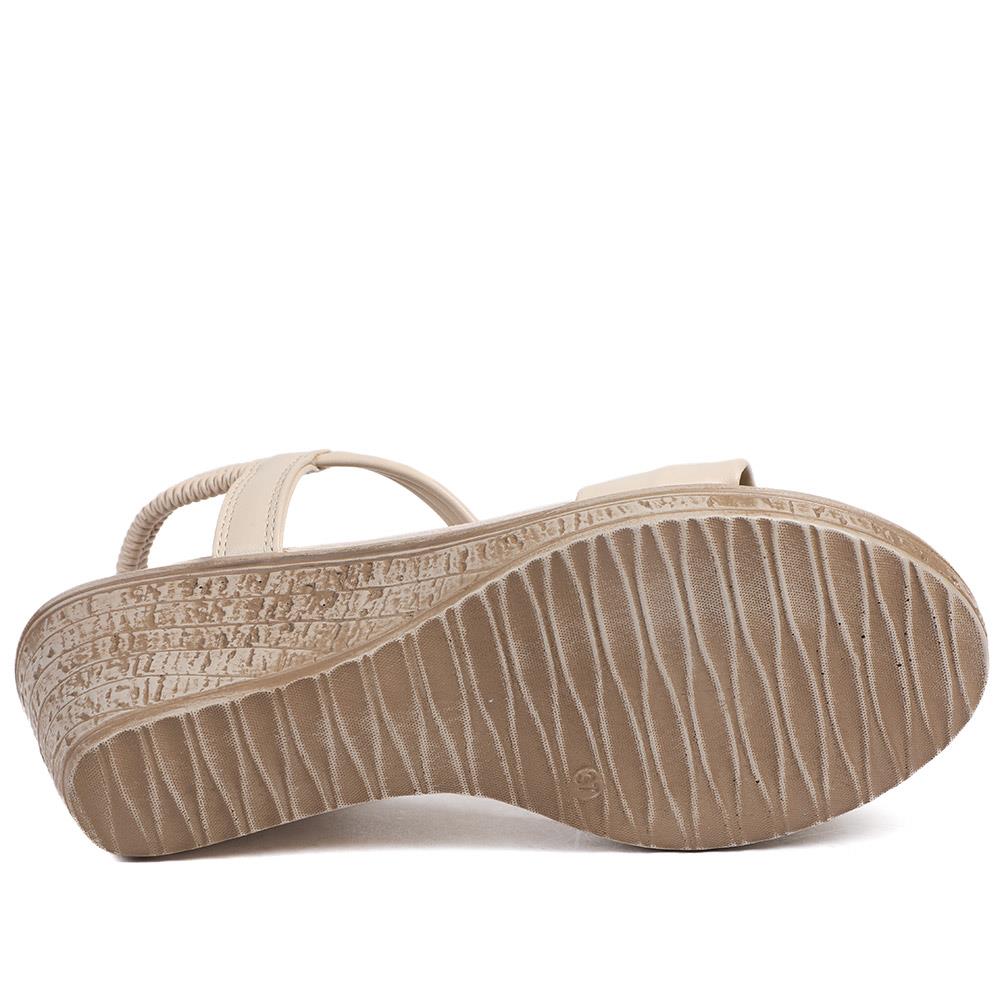 Bow Detail Wedge Slingback Sandals - BAIZH43045 / 329 116 - Beige - Image 6