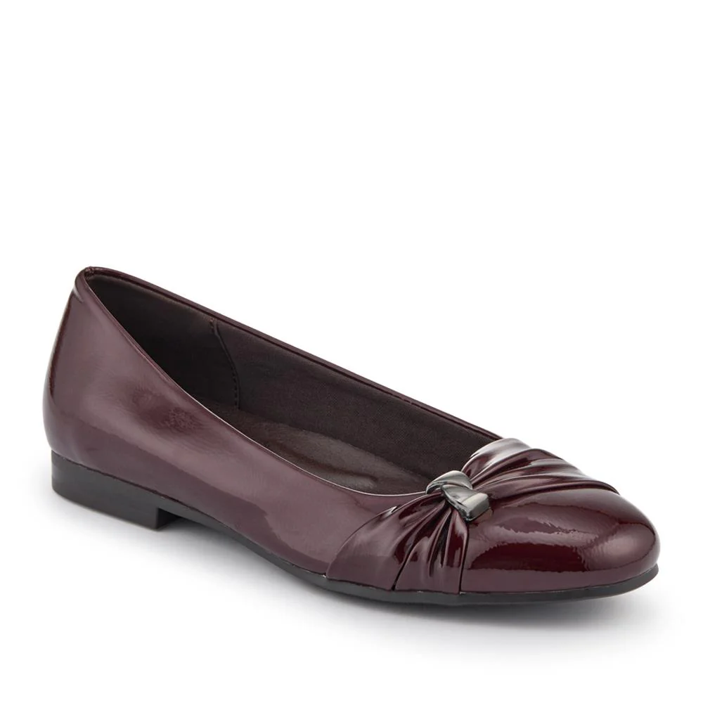 Bow-Detailed Heeled Ballet Pumps - WK42022 / 328 125 - Burgundy Patent