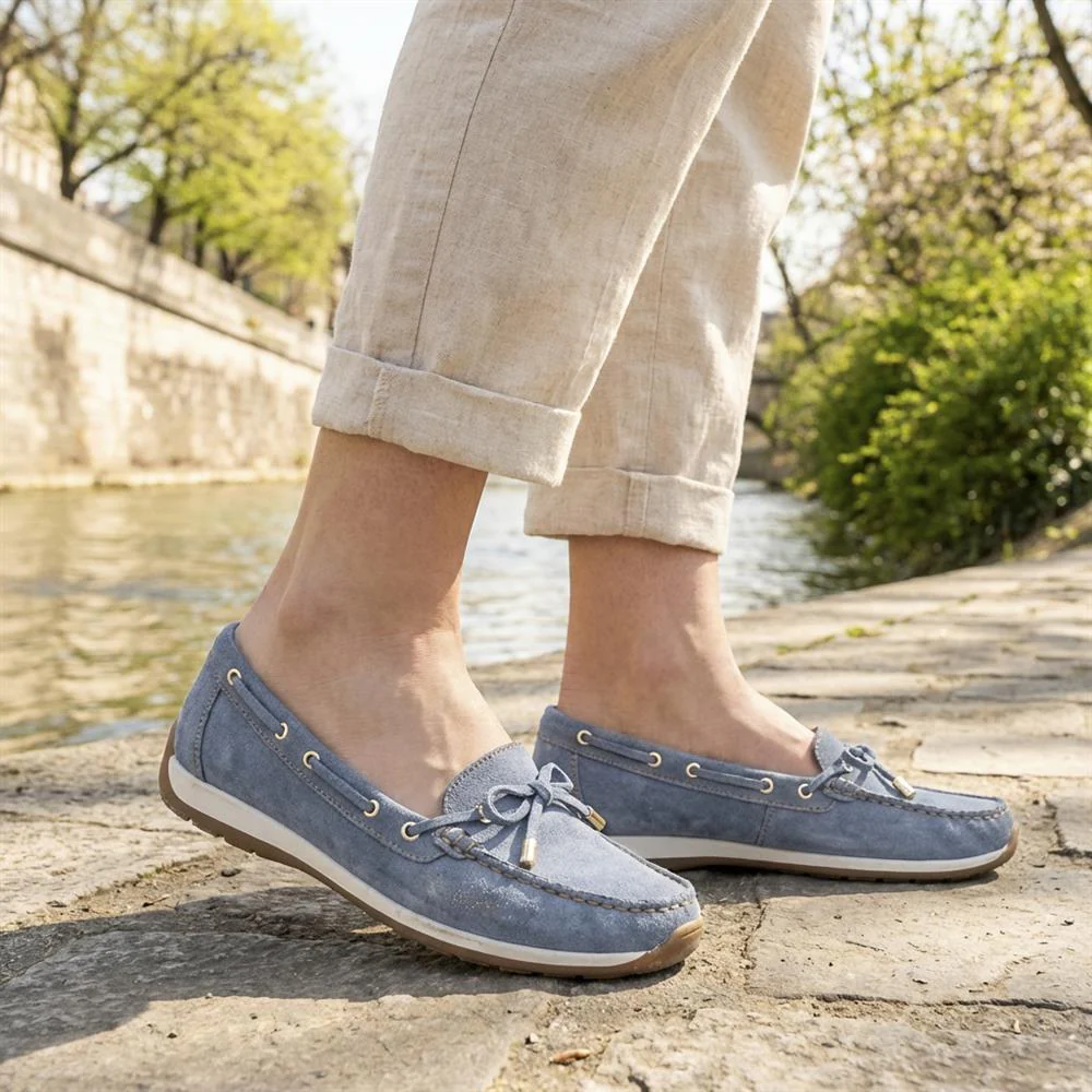 Bow Detailed Moccasins - BAIZH41038 / 327 316 - Denim - Image 2