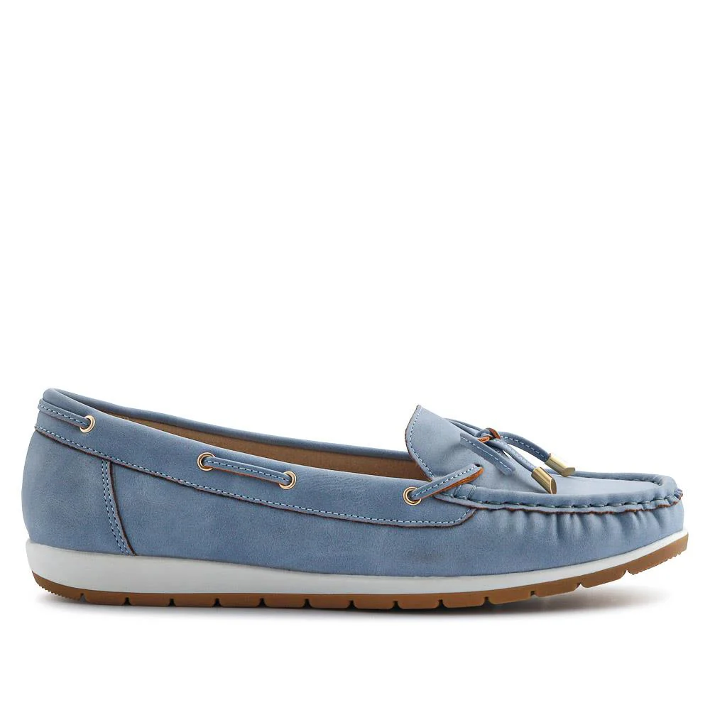 Bow Detailed Moccasins - BAIZH41038 / 327 316 - Denim - Image 3