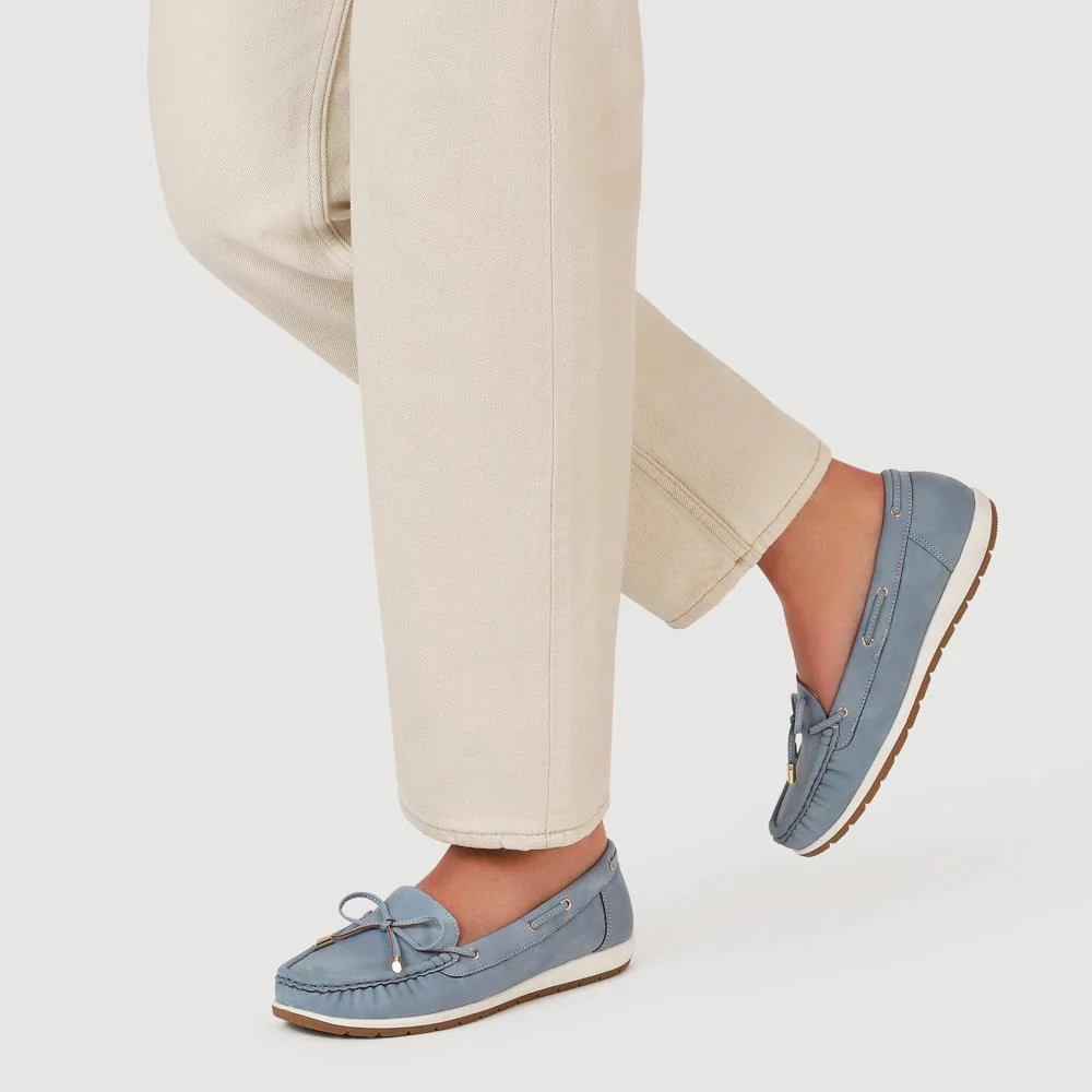 Bow Detailed Moccasins - BAIZH41038 / 327 316 - Denim - Image 6
