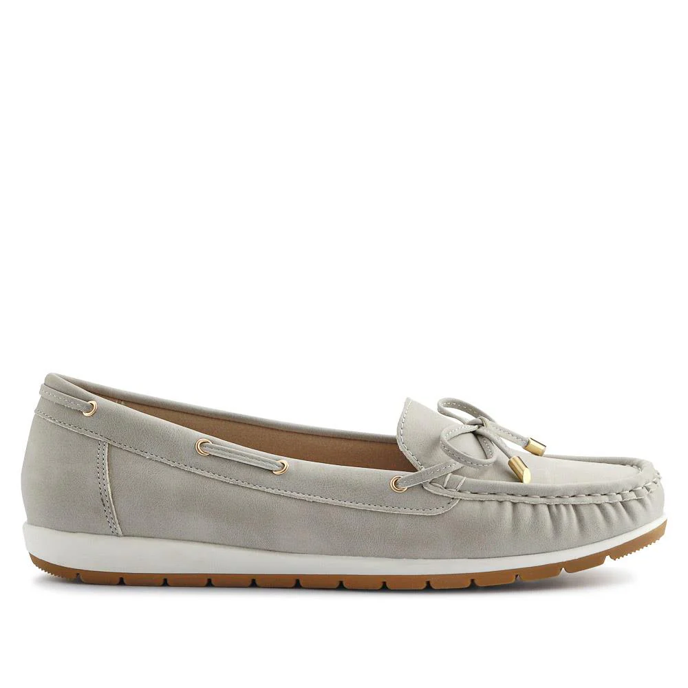 Bow Detailed Moccasins - BAIZH41038 / 327 316 - Light Grey - Image 3