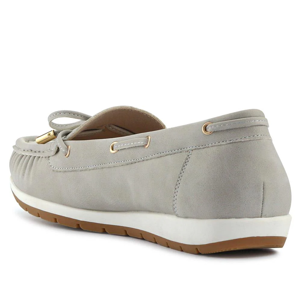 Bow Detailed Moccasins - BAIZH41038 / 327 316 - Light Grey - Image 4
