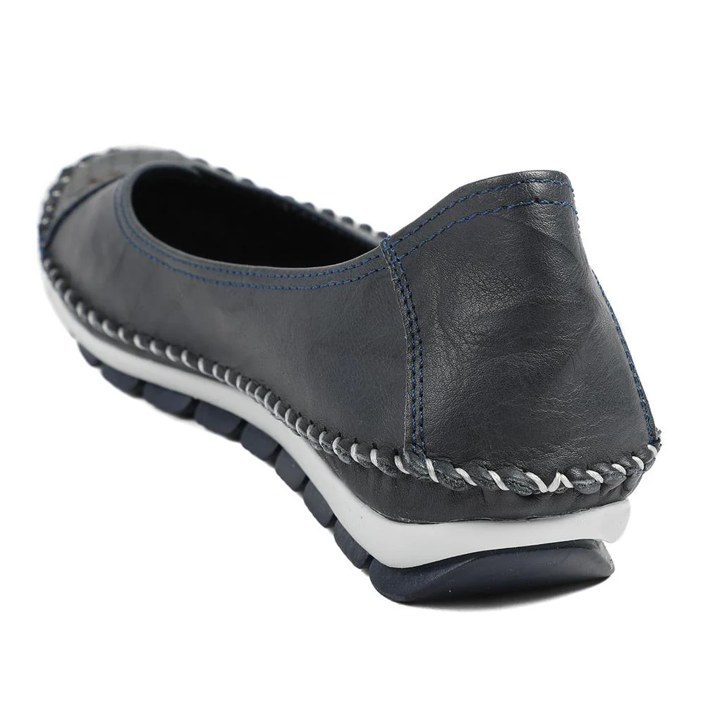 Breathable All Leather Grippy Pumps - SIMIN43001 / 329 020 - Navy - Image 4