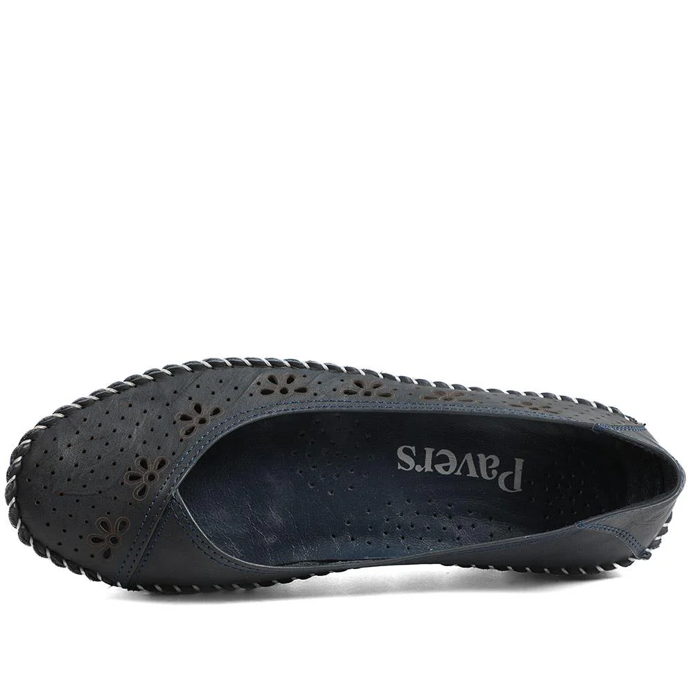 Breathable All Leather Grippy Pumps - SIMIN43001 / 329 020 - Navy - Image 5