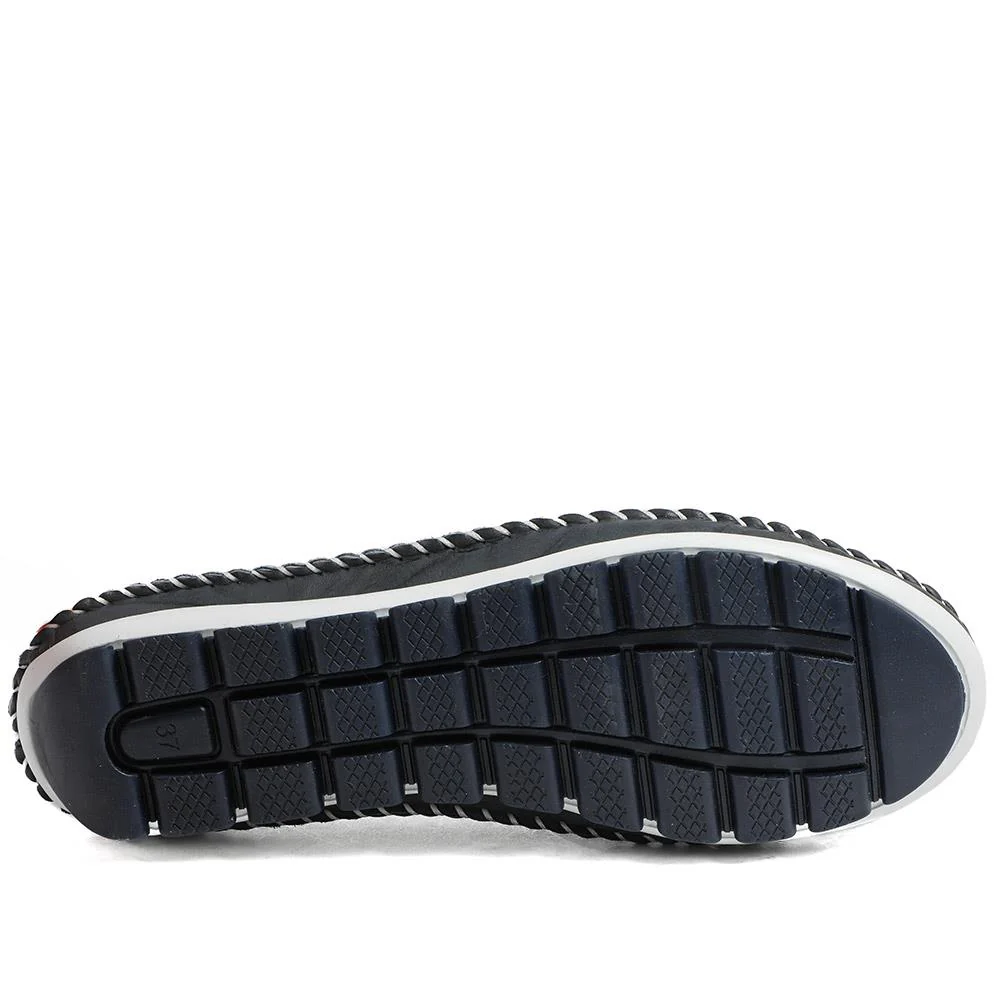Breathable All Leather Grippy Pumps - SIMIN43001 / 329 020 - Navy - Image 6