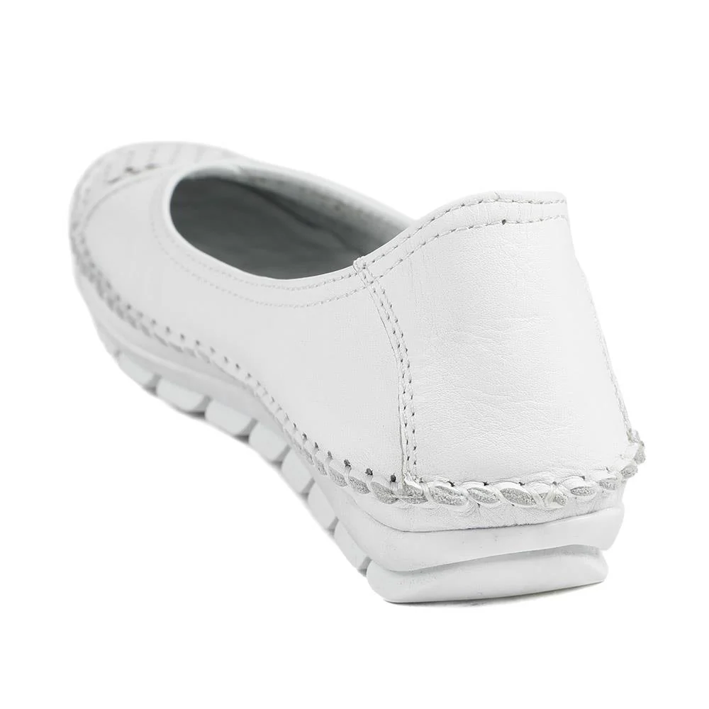 Breathable All Leather Grippy Pumps - SIMIN43001 / 329 020 - White - Image 4