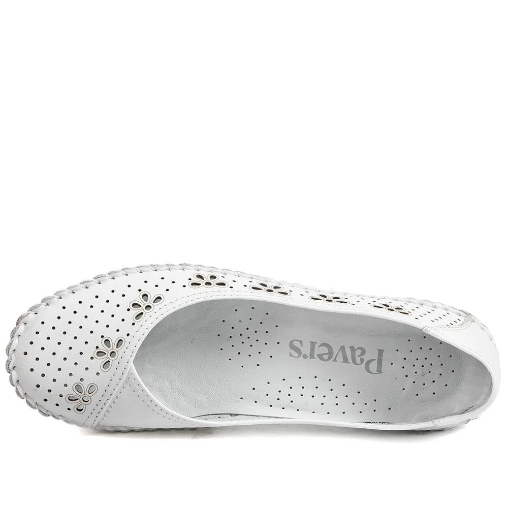 Breathable All Leather Grippy Pumps - SIMIN43001 / 329 020 - White - Image 5