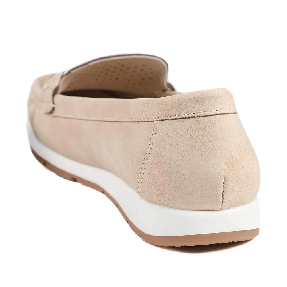 Breathable Buckle Detailed Moccasins - BAIZH41039 / 327 317 - Beige - Image 4