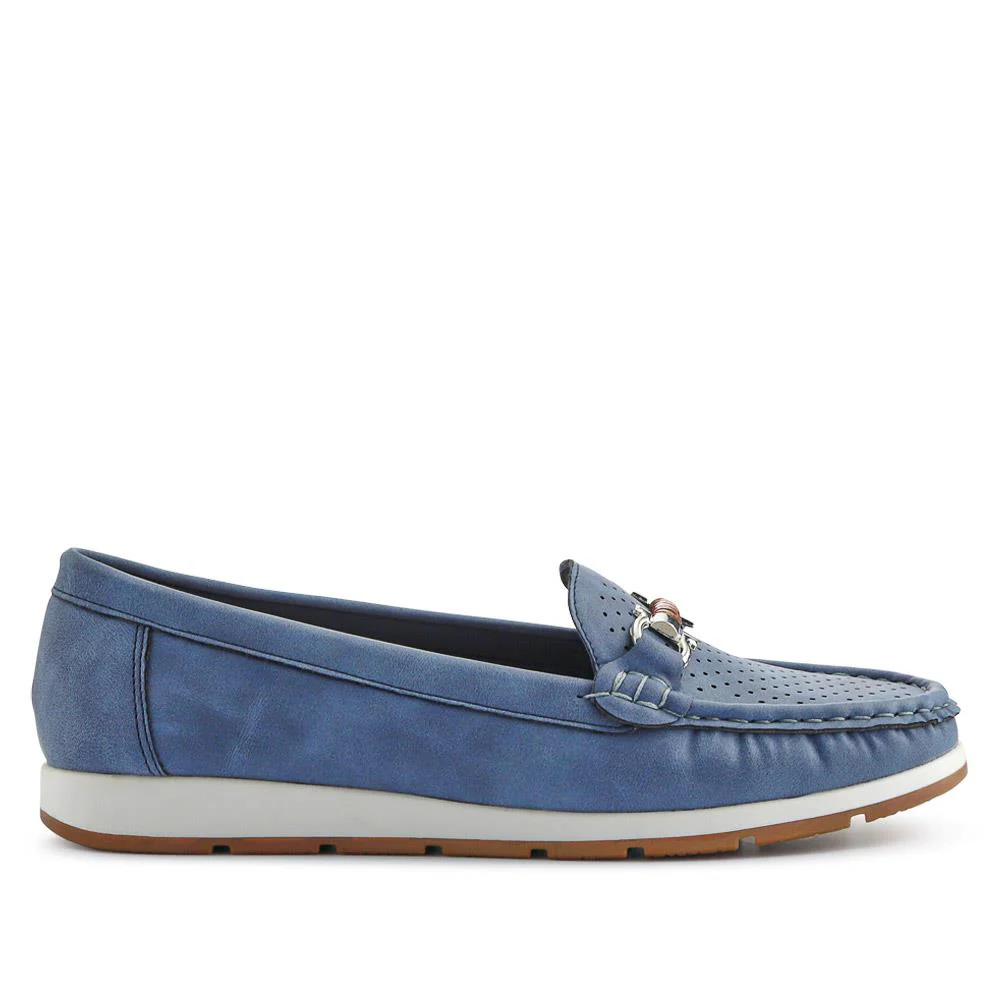 Breathable Buckle Detailed Moccasins - BAIZH41039 / 327 317 - Navy - Image 2