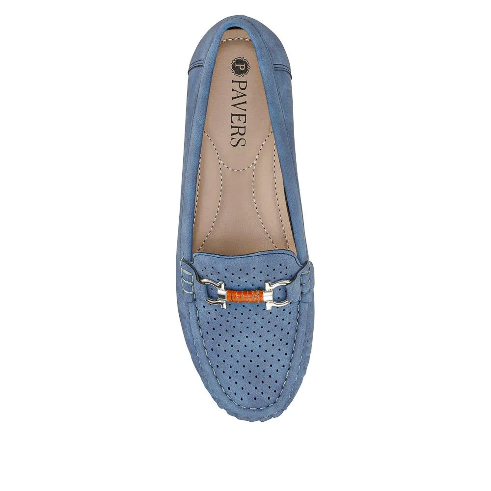 Breathable Buckle Detailed Moccasins - BAIZH41039 / 327 317 - Navy - Image 4