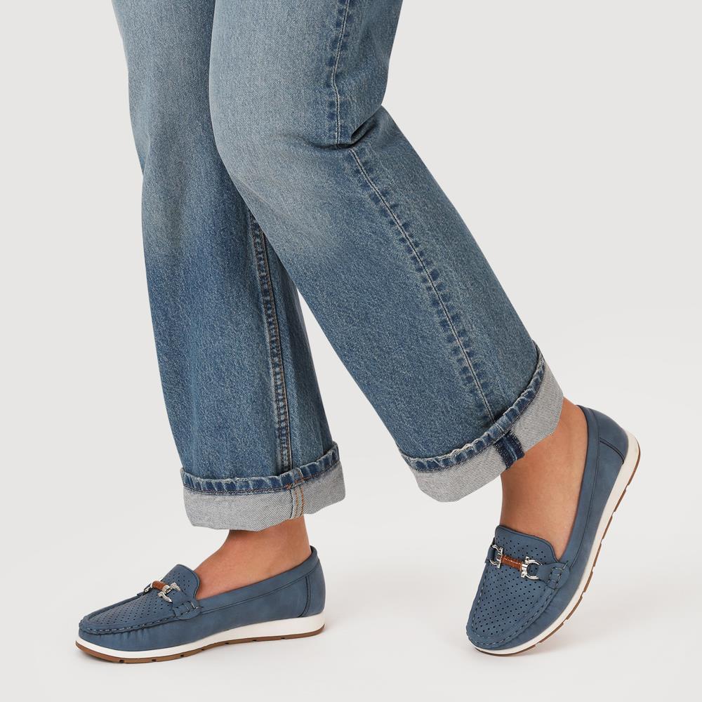 Breathable Buckle Detailed Moccasins - BAIZH41039 / 327 317 - Navy - Image 5