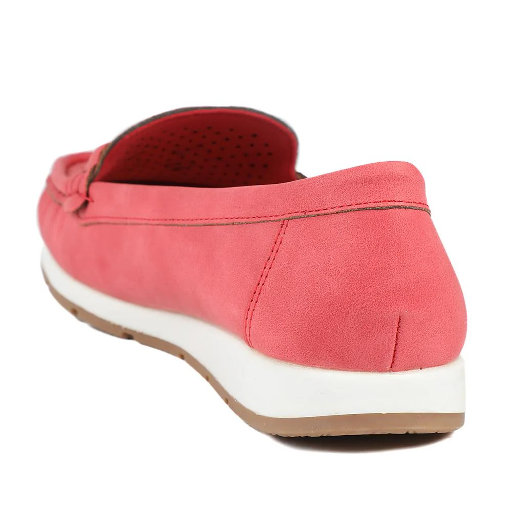 Breathable Buckle Detailed Moccasins - BAIZH41039 / 327 317 - Red - Image 4