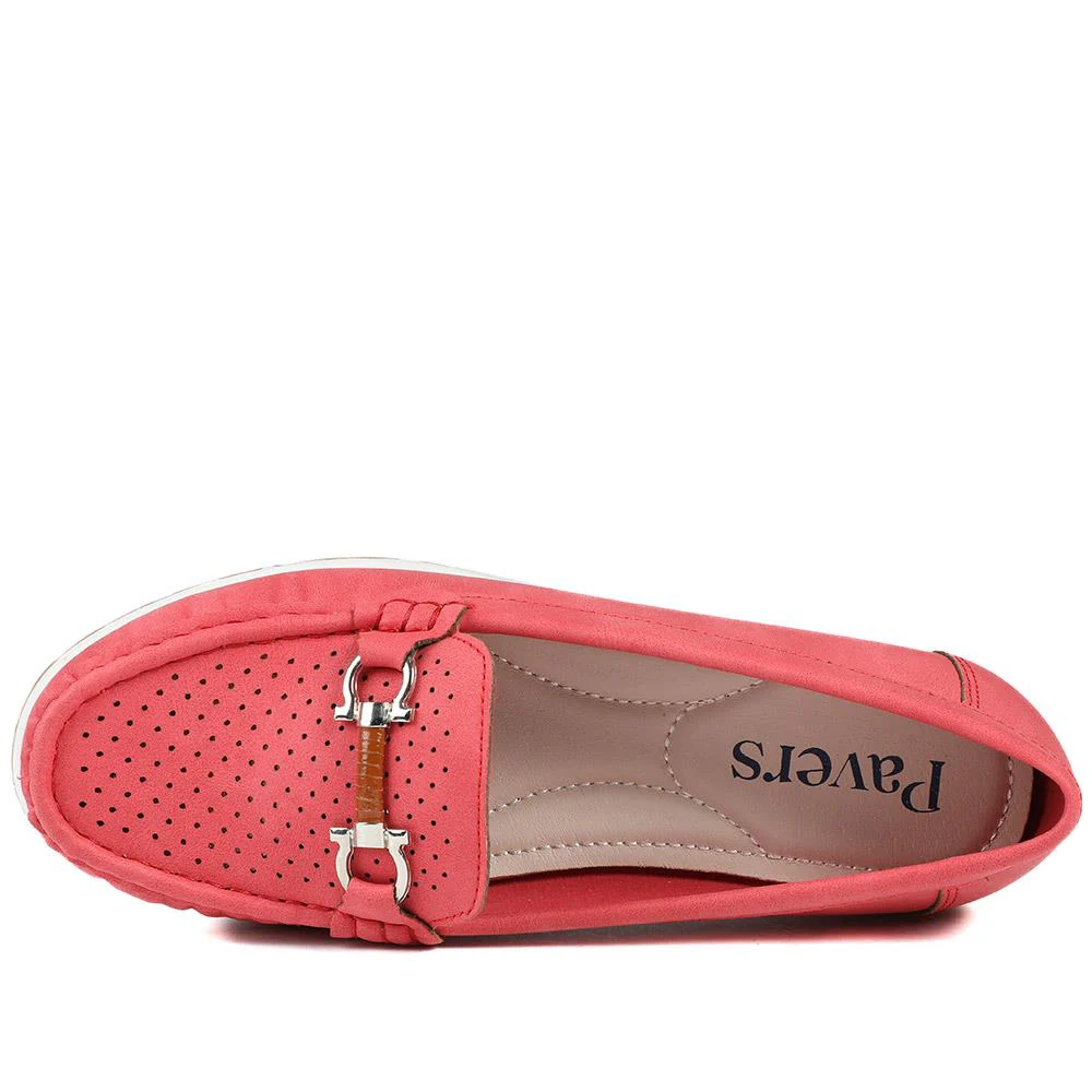 Breathable Buckle Detailed Moccasins - BAIZH41039 / 327 317 - Red - Image 5