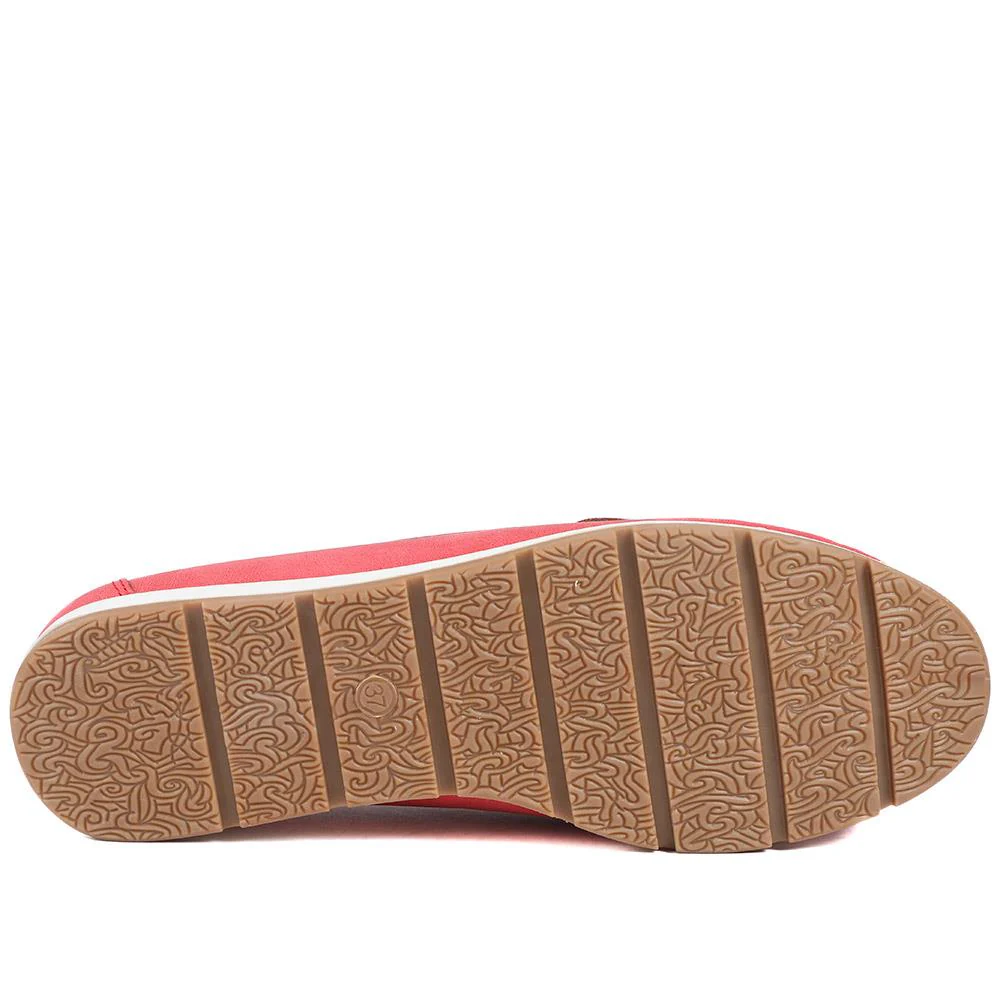 Breathable Buckle Detailed Moccasins - BAIZH41039 / 327 317 - Red - Image 6