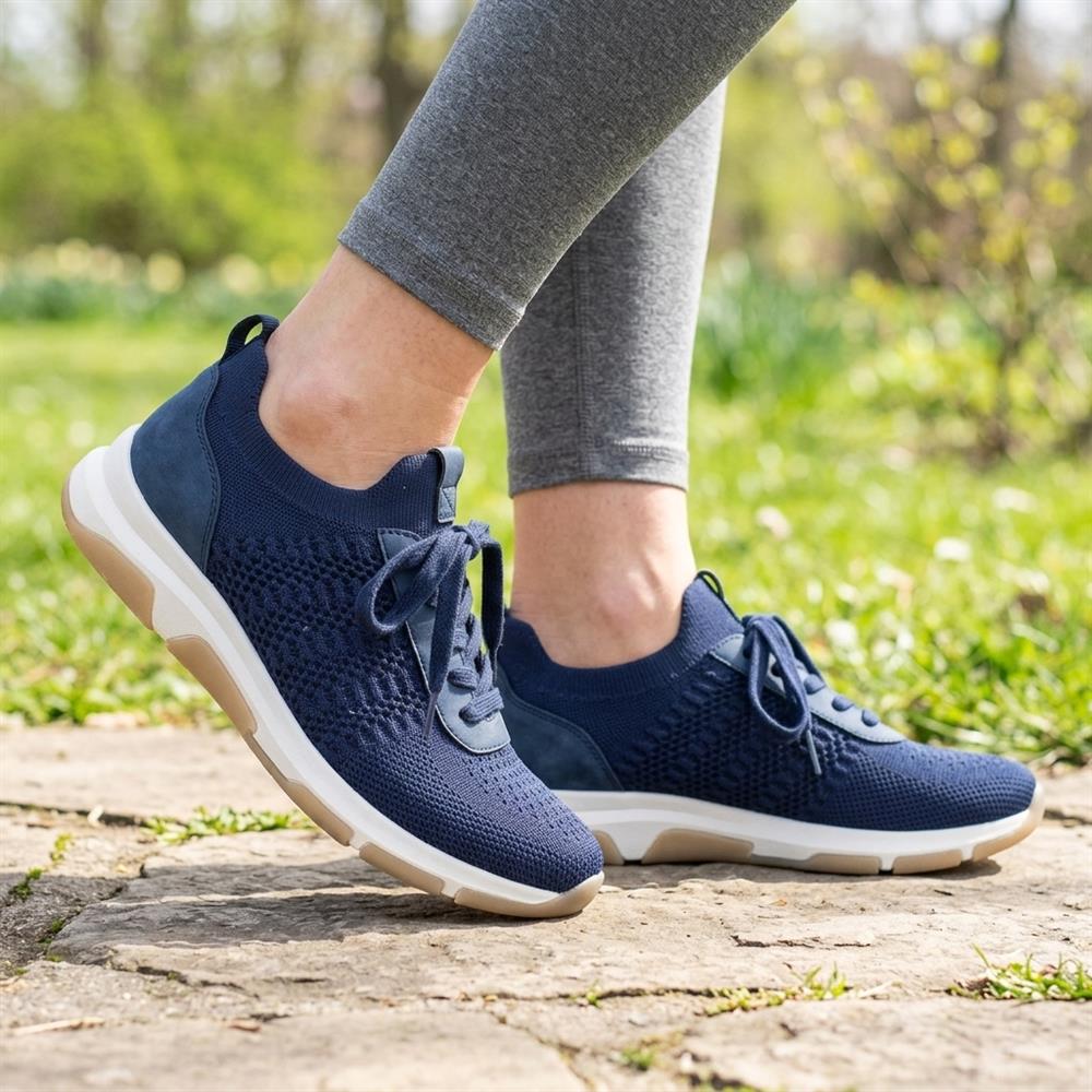 Breathable Lace Up Sporty Trainers - WBINS43070 / 329 264 - Navy - Image 2