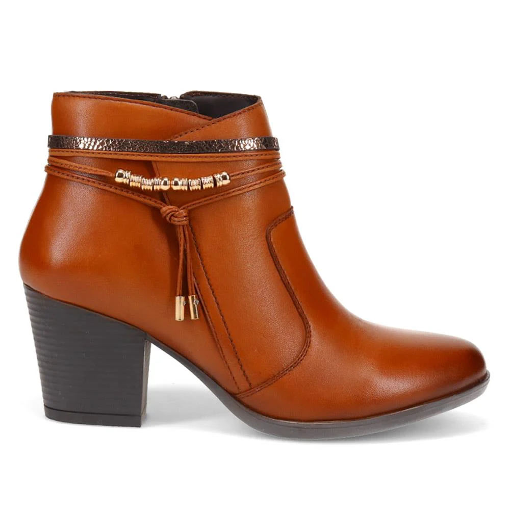Breathable Leather Ankle Boots - RNB40019 / 326 171 - Tan - Image 2
