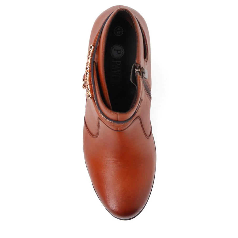 Breathable Leather Ankle Boots - RNB40019 / 326 171 - Tan - Image 5