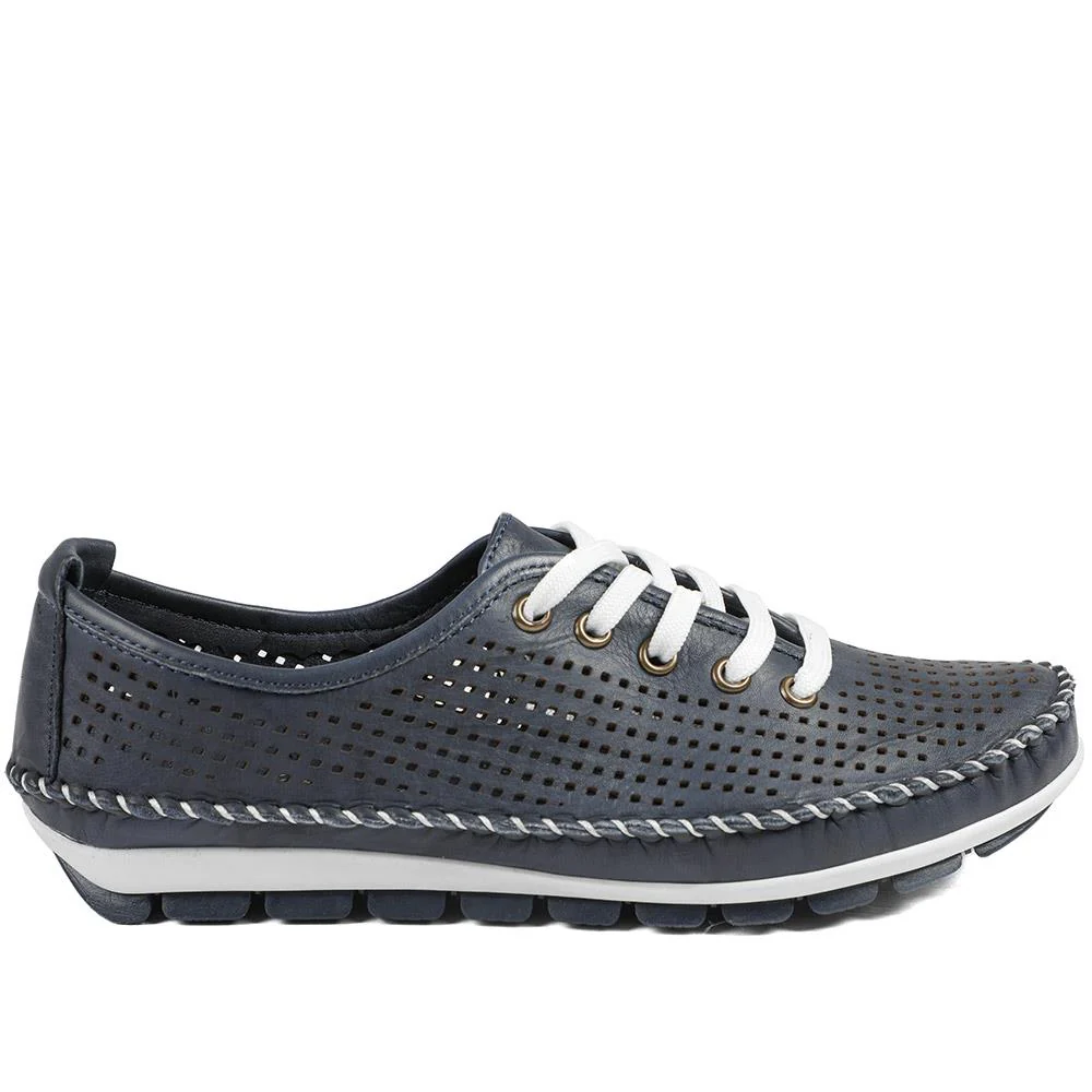 Breathable Leather Lace Up Shoes - SIMIN43002 / 329 312 - Navy - Image 3