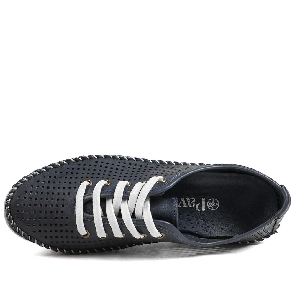 Breathable Leather Lace Up Shoes - SIMIN43002 / 329 312 - Navy - Image 5