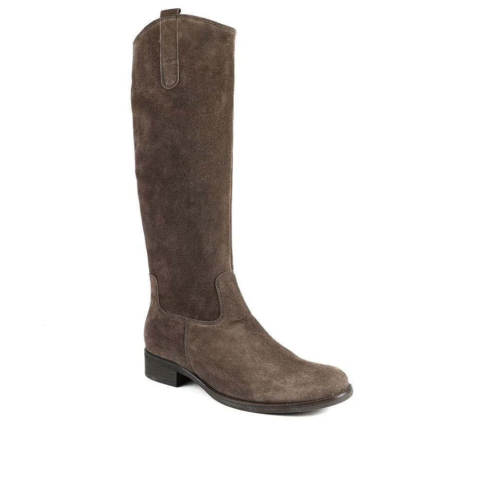 Brook Extra Slim Fit Calf Leather Rider Boots - GAB30576 / 316 817 - Chocolate Suede