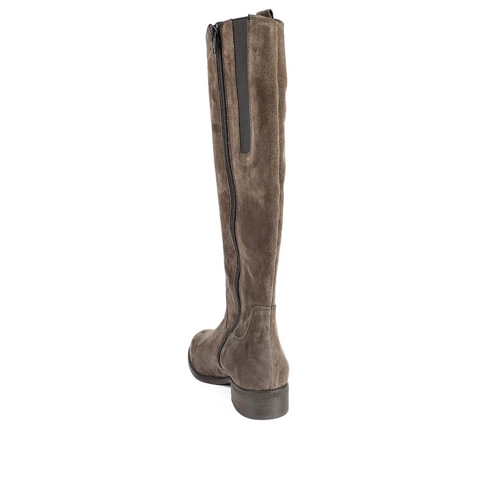Brook Extra Slim Fit Calf Leather Rider Boots - GAB30576 / 316 817 - Chocolate Suede - Image 3