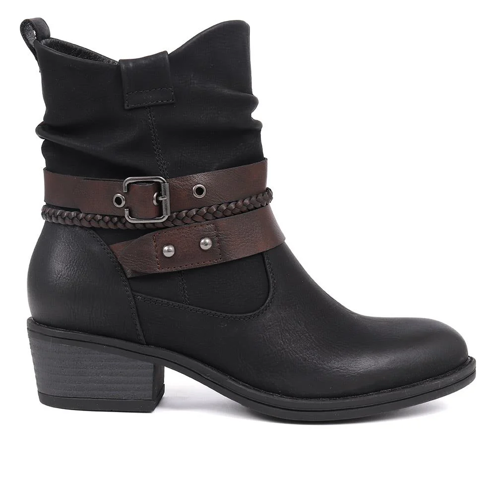 Buckle-Detailed Ankle Boots - TELOO40001 / 326 051 - Black - Image 2
