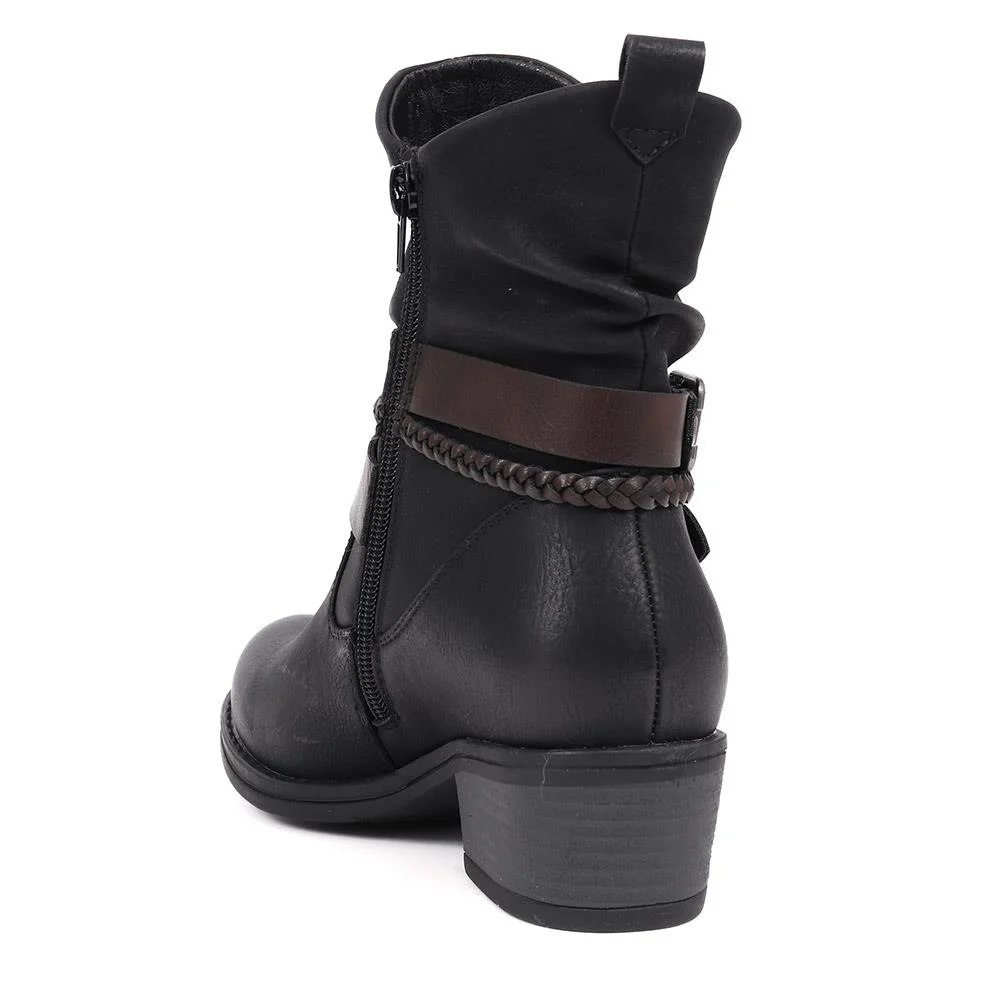 Buckle-Detailed Ankle Boots - TELOO40001 / 326 051 - Black - Image 3