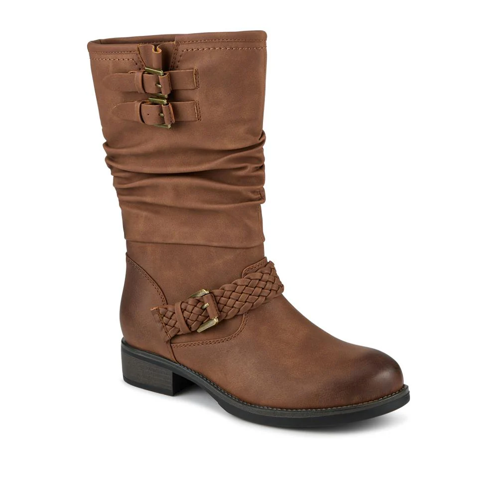 Buckle-Detailed Calf Length Boots - TELOO42003 / 328 283