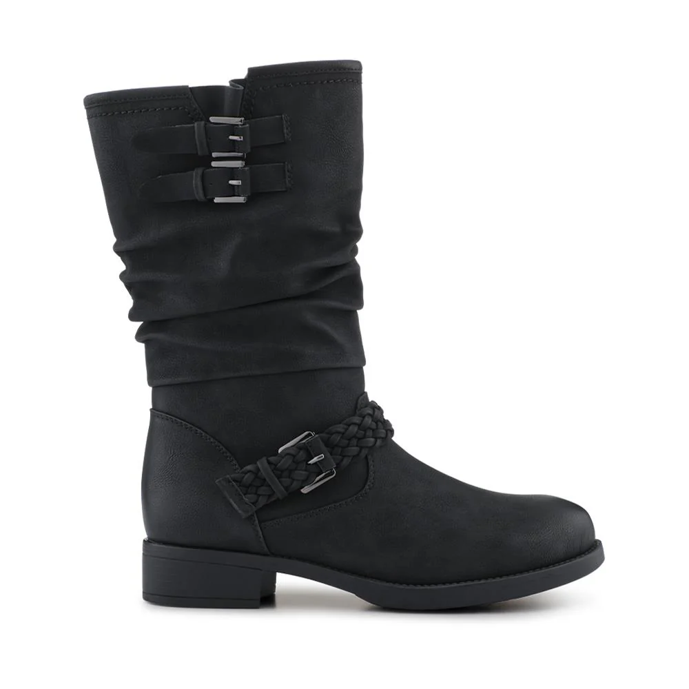 Buckle-Detailed Calf Length Boots - TELOO42003 / 328 283 - Black - Image 2