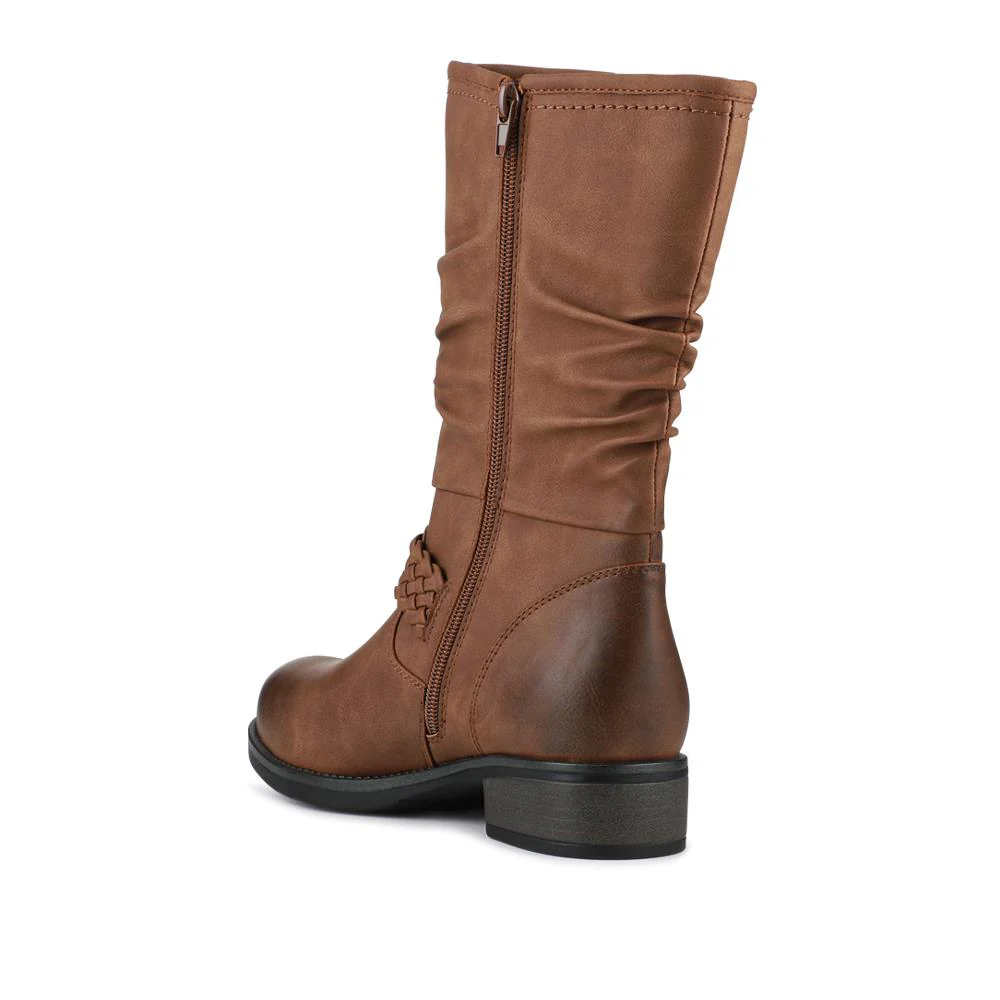 Buckle-Detailed Calf Length Boots - TELOO42003 / 328 283 - Tan - Image 3