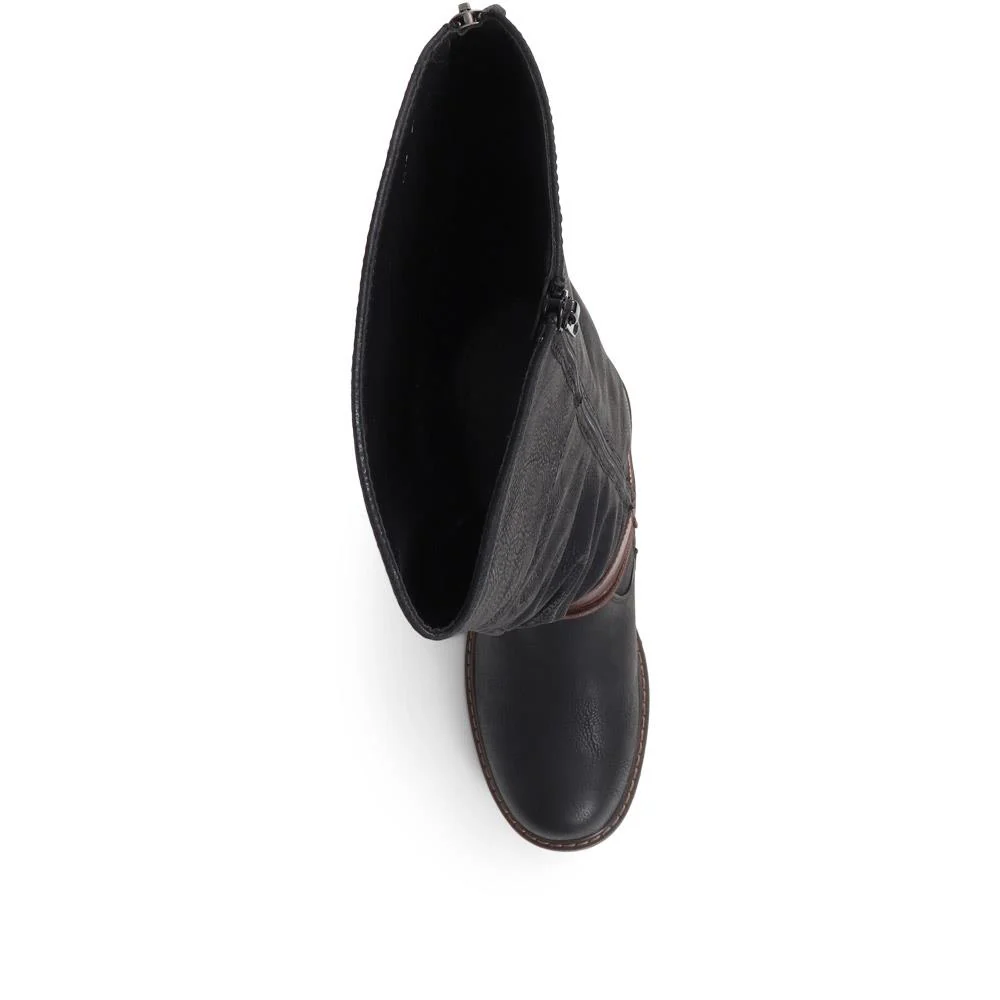 Buckle-Detailed Knee-High Boots - WBINS38070 / 324 380 - Black - Image 5