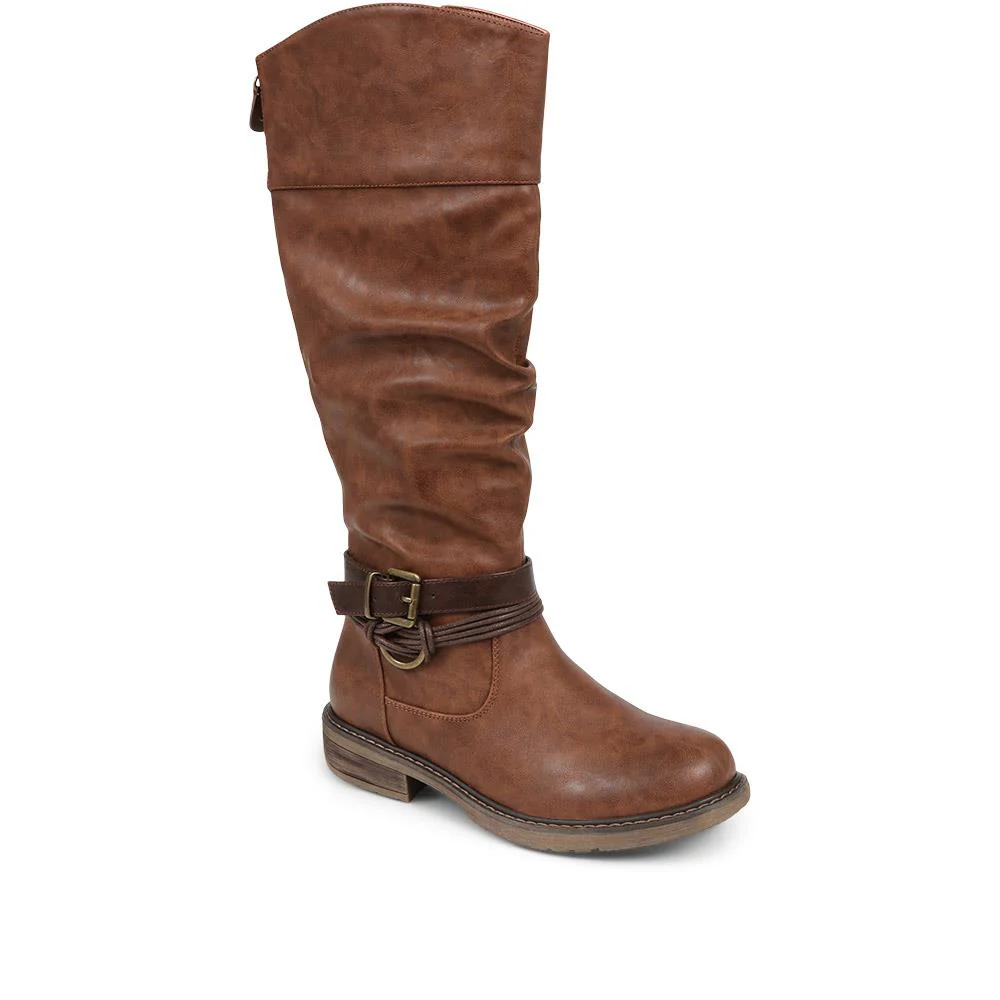 Buckle-Detailed Knee-High Boots - WBINS38070 / 324 380 - Brown