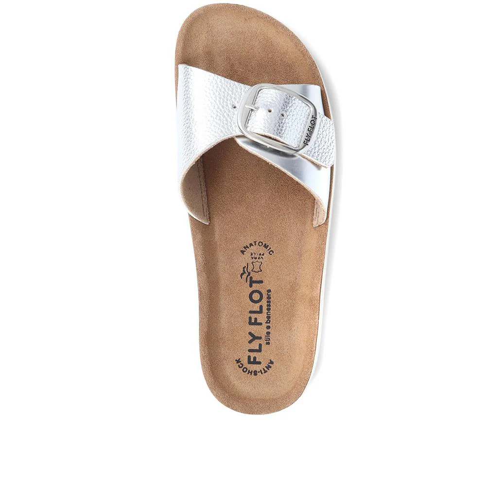 Buckle-Detailed Slip-On Sandals - FLY37049 / 323 228 - Silver - Image 4