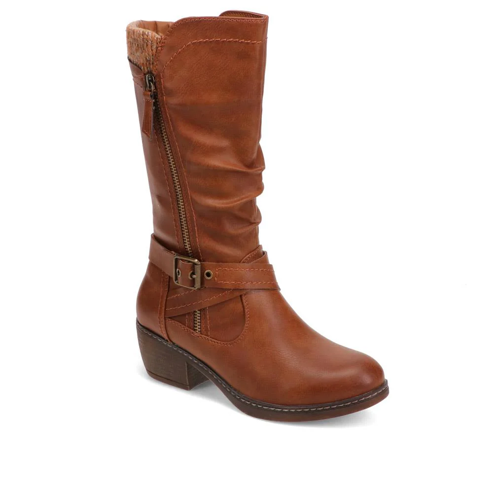 Buckle-Detailed Slouch Long Boots - WOIL40021 / 326 323 - Light Brown