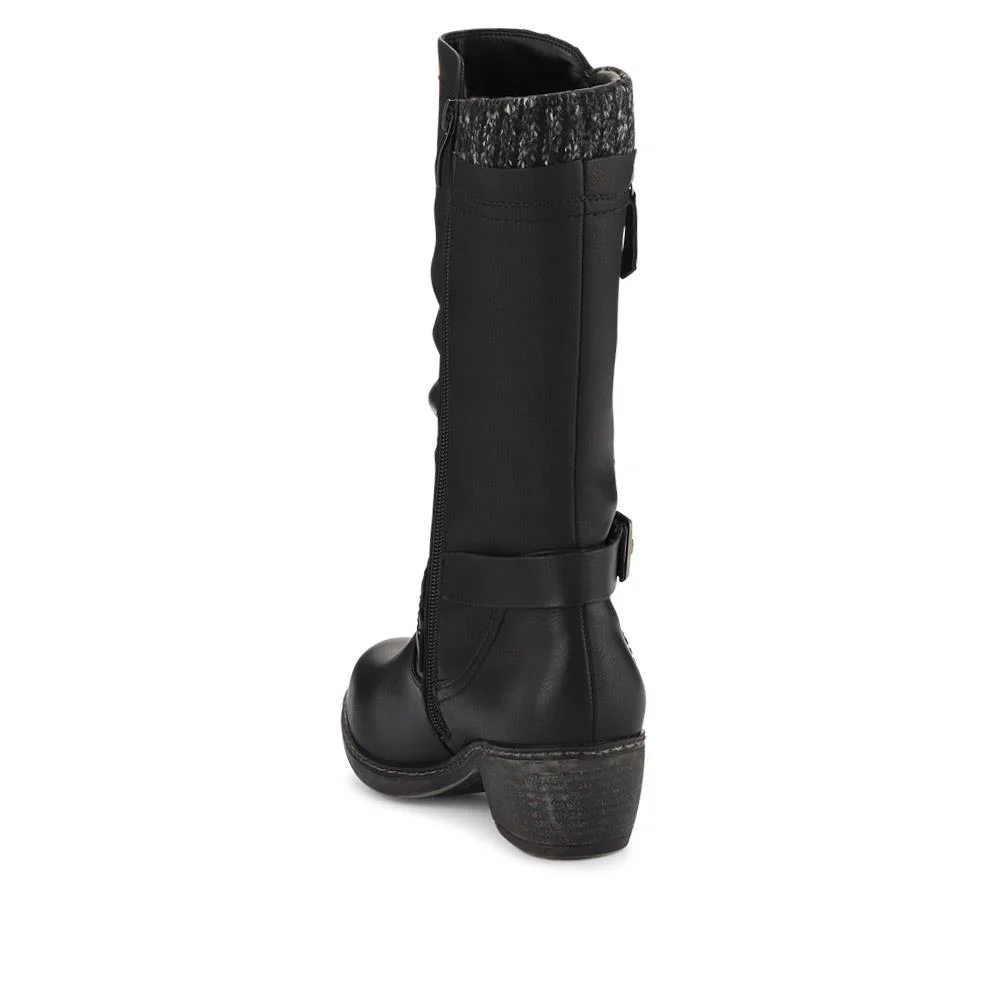 Buckle-Detailed Slouch Long Boots - WOIL40021 / 326 323 - Black - Image 3