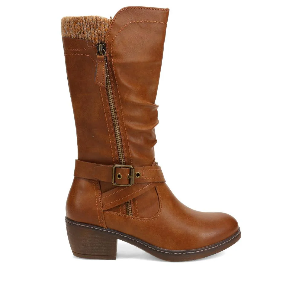 Buckle-Detailed Slouch Long Boots - WOIL40021 / 326 323 - Light Brown - Image 2
